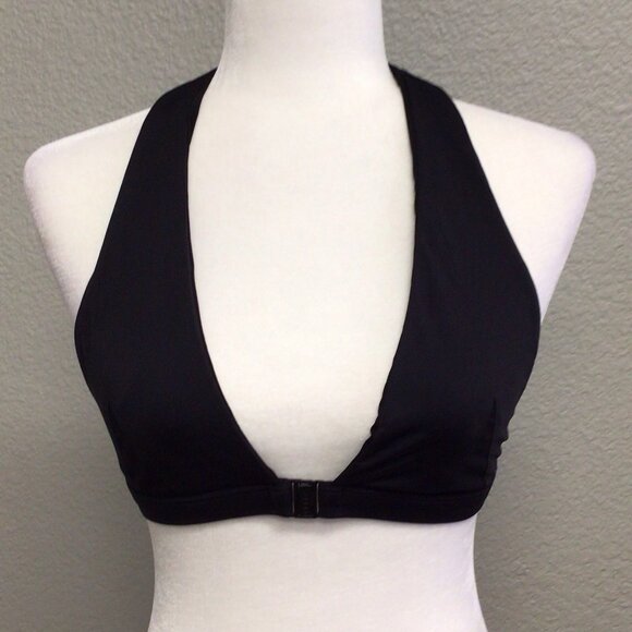 Fella Swim  Women's Black Bikini Top Size Medium Front Closure Back Zipper - Picture 8 of 8
